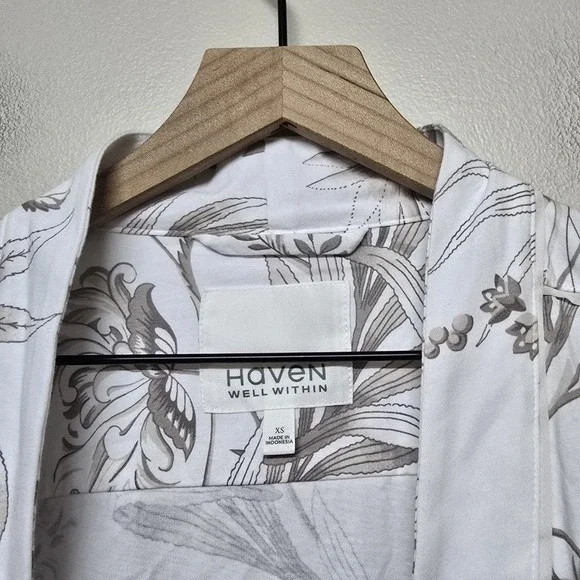 Haven Well Within Organic Cotton Jersey Tropical Toile Robe Matching Pants Sz XS - Picture 3 of 10